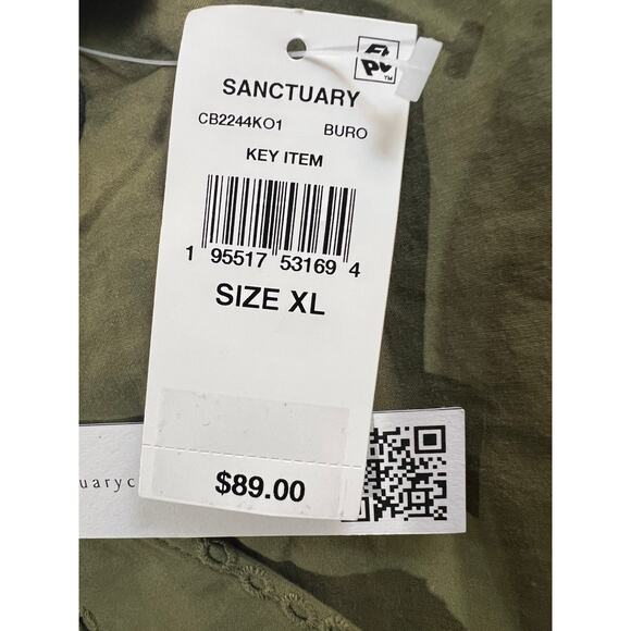 SANCTUARY TOP WOMENS SIZE XLARGE COTTON EYELET BUTTON FRONT BLOUSE GREEN NEW - Picture 12 of 14